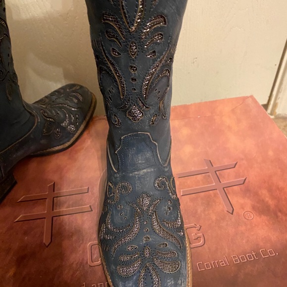 Roper Navy and silver inlay boots size 6 - Picture 7 of 9